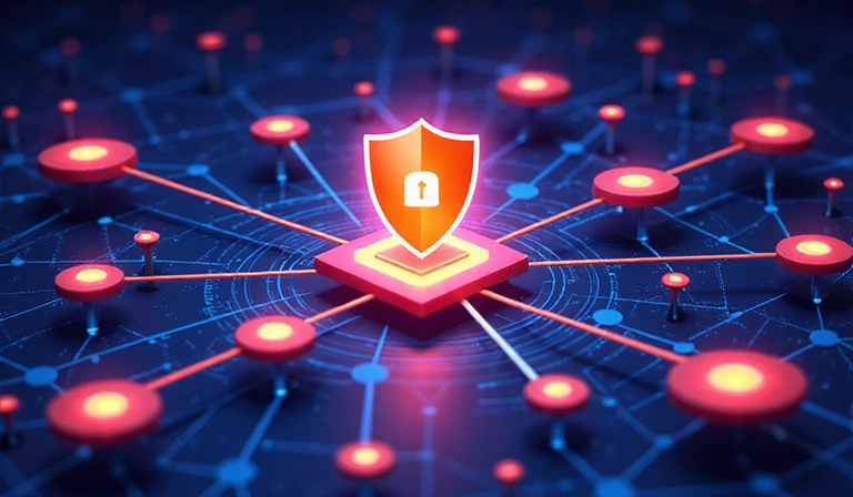 Ilustración de una red de conexiones seguras y protección de datos