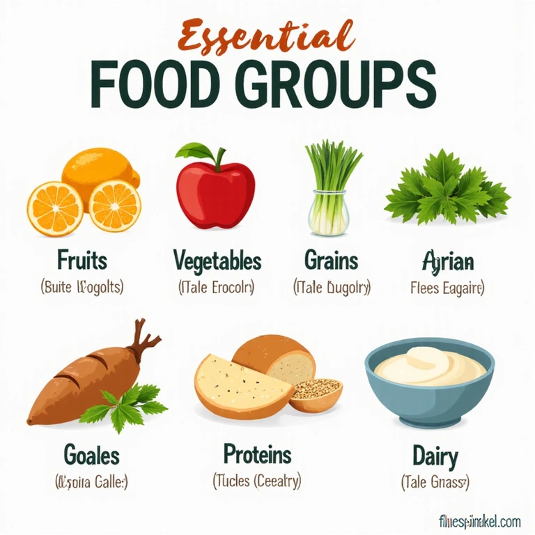 Infografía sobre los grupos de alimentos esenciales
