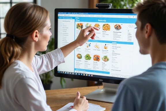 Nutricionista explicando un plan de alimentación